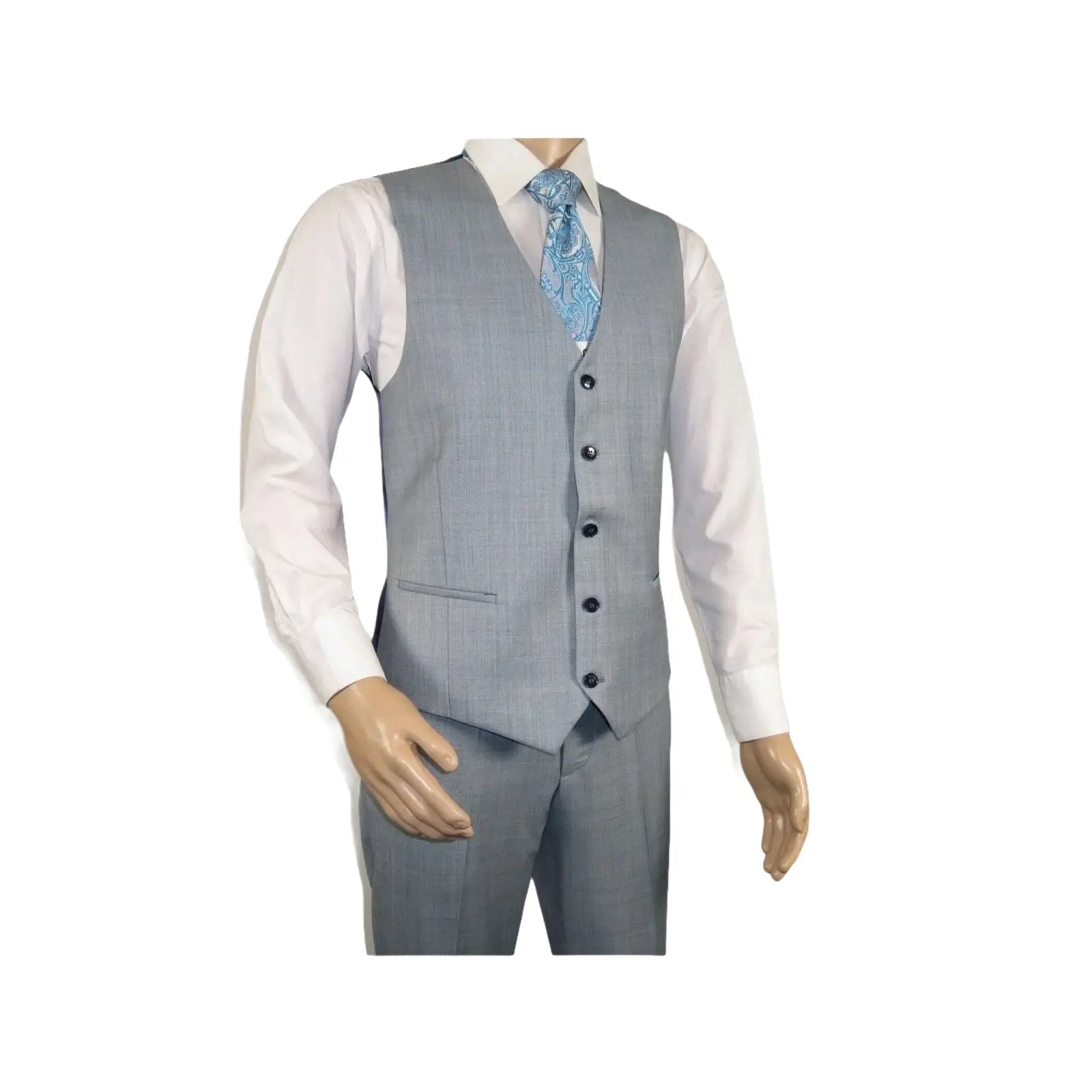 Men Suit BERLUSCONI Turkey 100% Italian Wool Super 180's 3pc Vested #Ber8 Gray - J.Valintin Men's Wear Legend - 98524