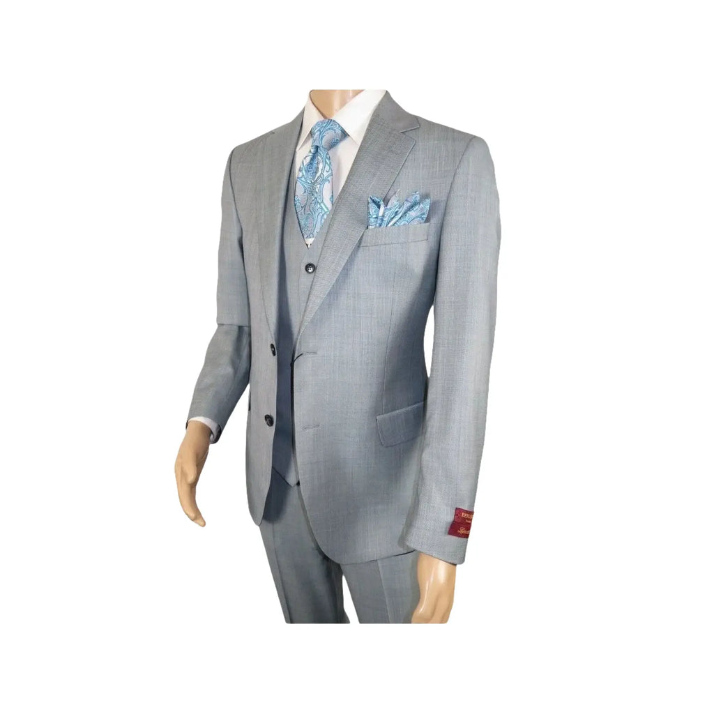 Men Suit BERLUSCONI Turkey 100% Italian Wool Super 180's 3pc Vested #Ber8 Gray - J.Valintin Men's Wear Legend - 98524