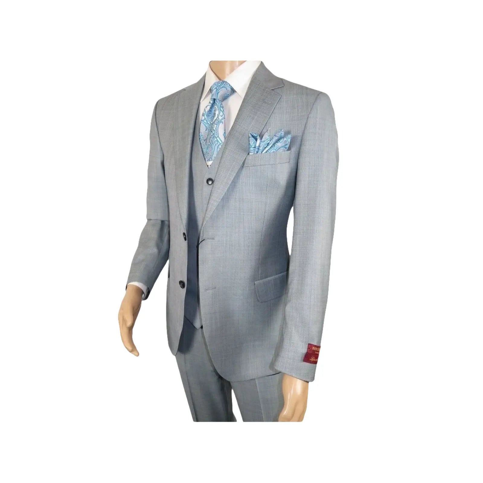 Men Suit BERLUSCONI Turkey 100% Italian Wool Super 180's 3pc Vested #Ber8 Gray - J.Valintin Men's Wear Legend - 98524