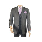 Men Suit BERLUSCONI Turkey 100% Italian Wool Super 180's 3pc Vested #Ber9 gray - J.Valintin Men's Wear Legend - 98531