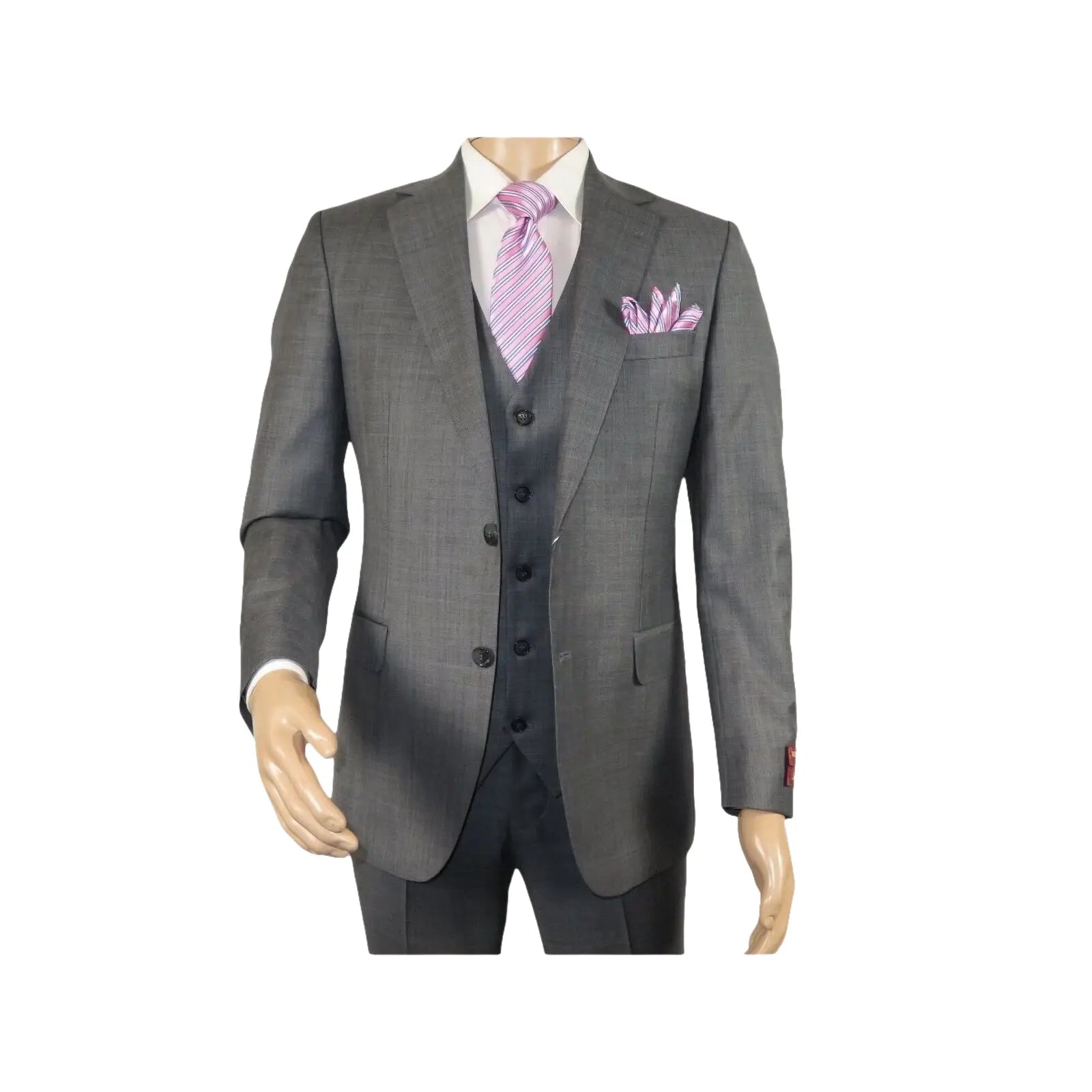 Men Suit BERLUSCONI Turkey 100% Italian Wool Super 180's 3pc Vested #Ber9 gray - J.Valintin Men's Wear Legend - 98531
