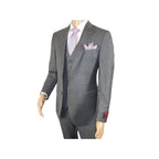 Men Suit BERLUSCONI Turkey 100% Italian Wool Super 180's 3pc Vested #Ber9 gray - J.Valintin Men's Wear Legend - 98531