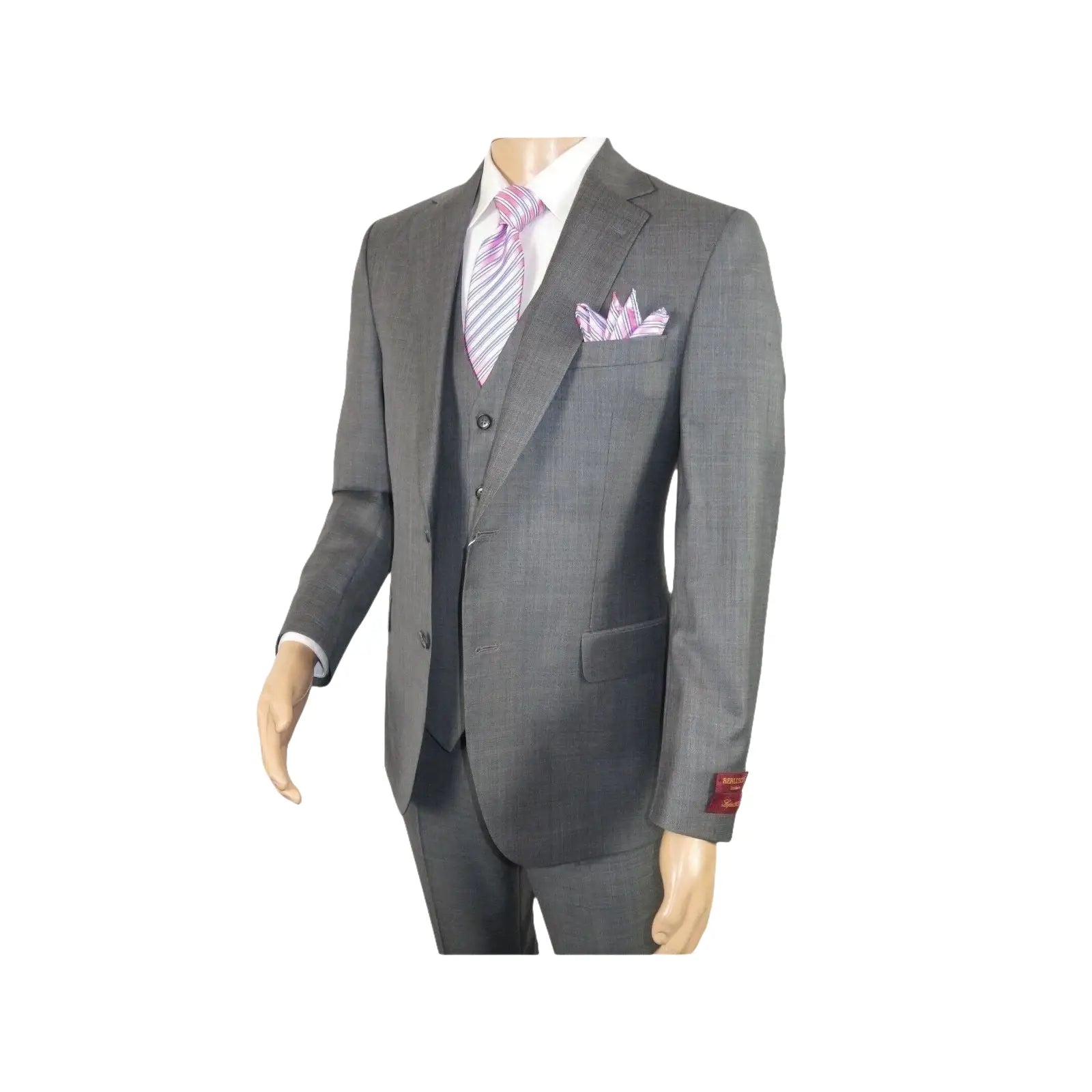 Men Suit BERLUSCONI Turkey 100% Italian Wool Super 180's 3pc Vested #Ber9 gray - J.Valintin Men's Wear Legend - 98531