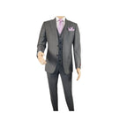 Men Suit BERLUSCONI Turkey 100% Italian Wool Super 180's 3pc Vested #Ber9 gray - J.Valintin Men's Wear Legend - 98531