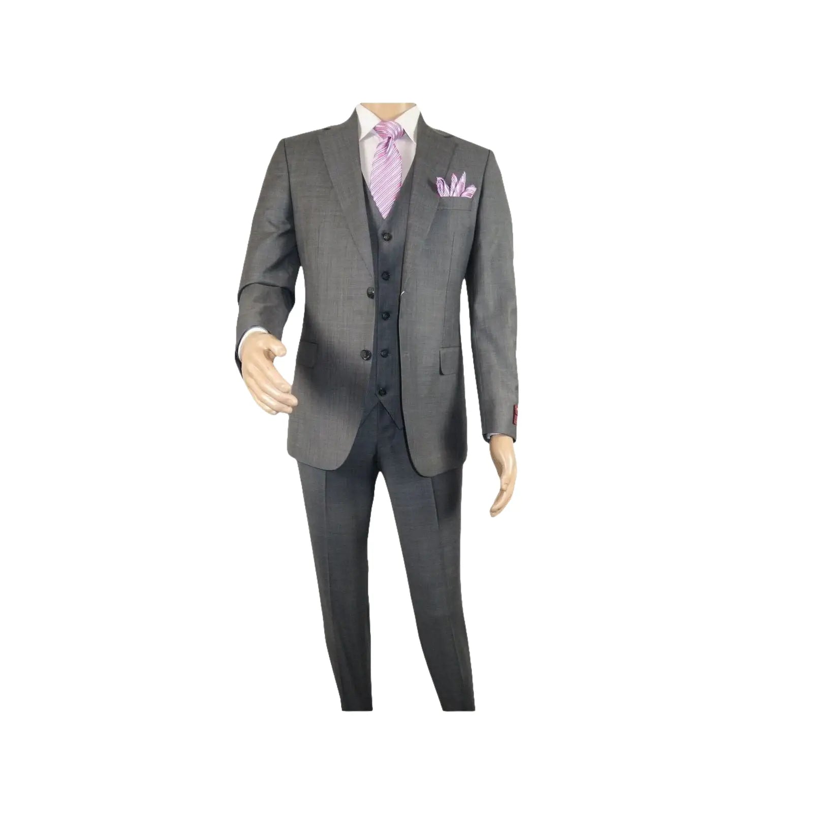Men Suit BERLUSCONI Turkey 100% Italian Wool Super 180's 3pc Vested #Ber9 gray - J.Valintin Men's Wear Legend - 98531