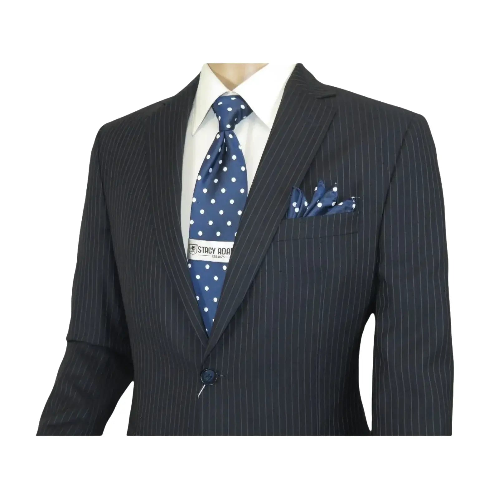 Men Suit BERLUSCONI Turkey 100% Italian Wool Super 180's #Ber29 Navy Blue Stripe - J.Valintin Men's Wear Legend - 100963