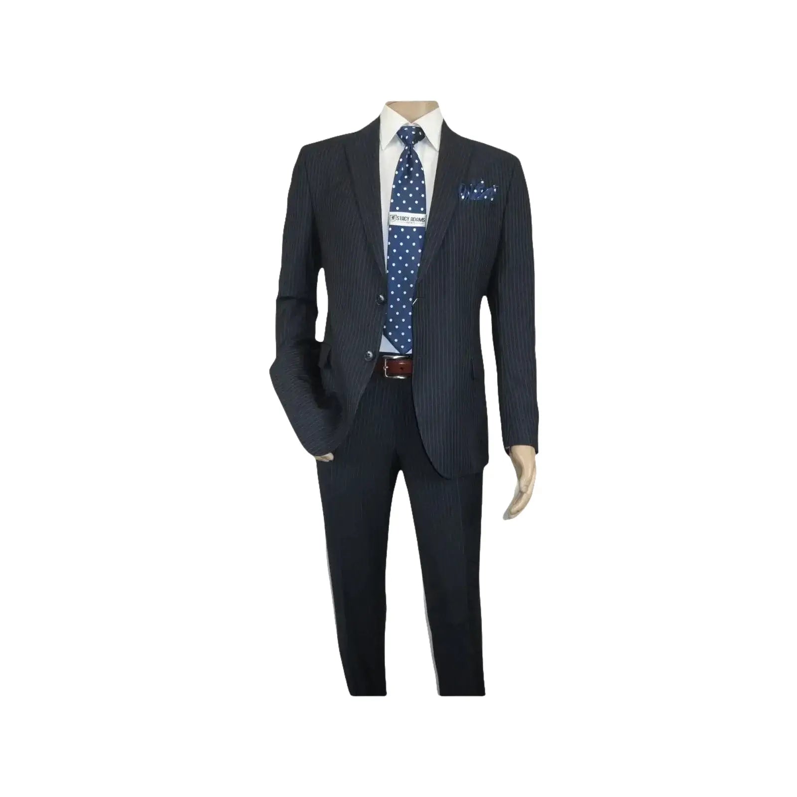 Men Suit BERLUSCONI Turkey 100% Italian Wool Super 180's #Ber29 Navy Blue Stripe - J.Valintin Men's Wear Legend - 100963