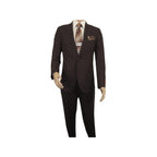 Men Suit BERLUSCONI Turkey 100% Italian Wool Super 180's #Ber30 Brown/Burgundy - J.Valintin Men's Wear Legend - 100970