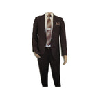 Men Suit BERLUSCONI Turkey 100% Italian Wool Super 180's #Ber30 Brown/Burgundy - J.Valintin Men's Wear Legend - 100970
