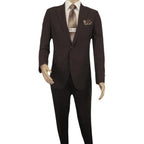 Men Suit BERLUSCONI Turkey 100% Italian Wool Super 180's #Ber30 Brown/Burgundy - J.Valintin Men's Wear Legend - 100970