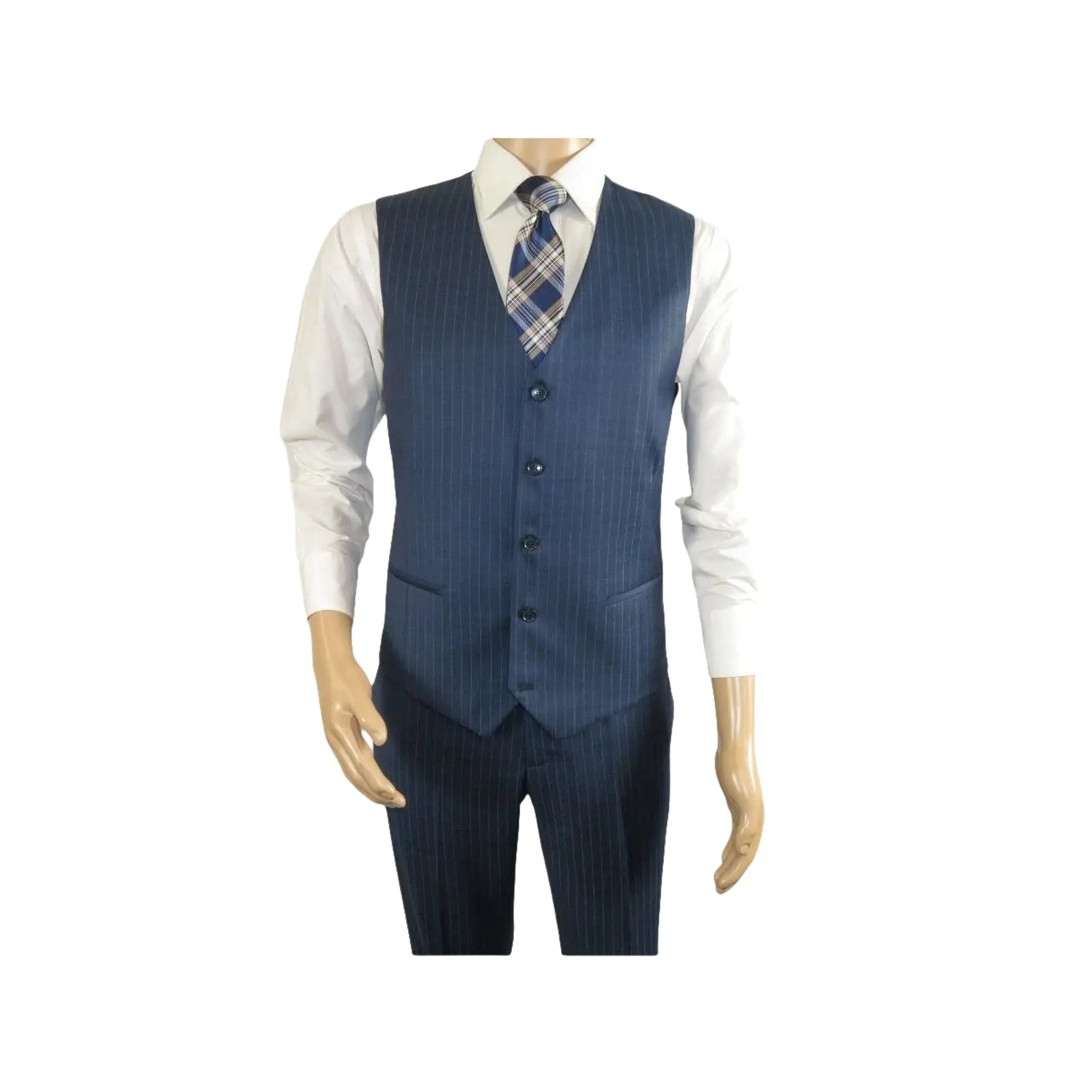 Men Suit BERLUSCONI Turkey 100% Italian Wool Super 180's Vested #Ber1 Navy Blue - J.Valintin Men's Wear Legend - 98475