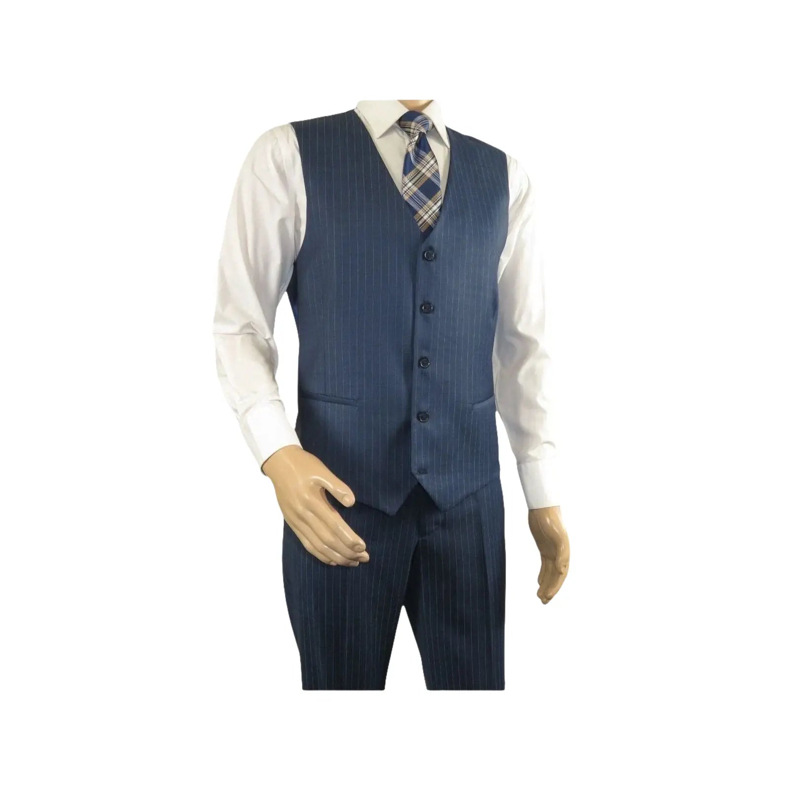 Men Suit BERLUSCONI Turkey 100% Italian Wool Super 180's Vested #Ber1 Navy Blue - J.Valintin Men's Wear Legend - 98475