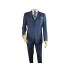 Men Suit BERLUSCONI Turkey 100% Italian Wool Super 180's Vested #Ber1 Navy Blue - J.Valintin Men's Wear Legend - 98475