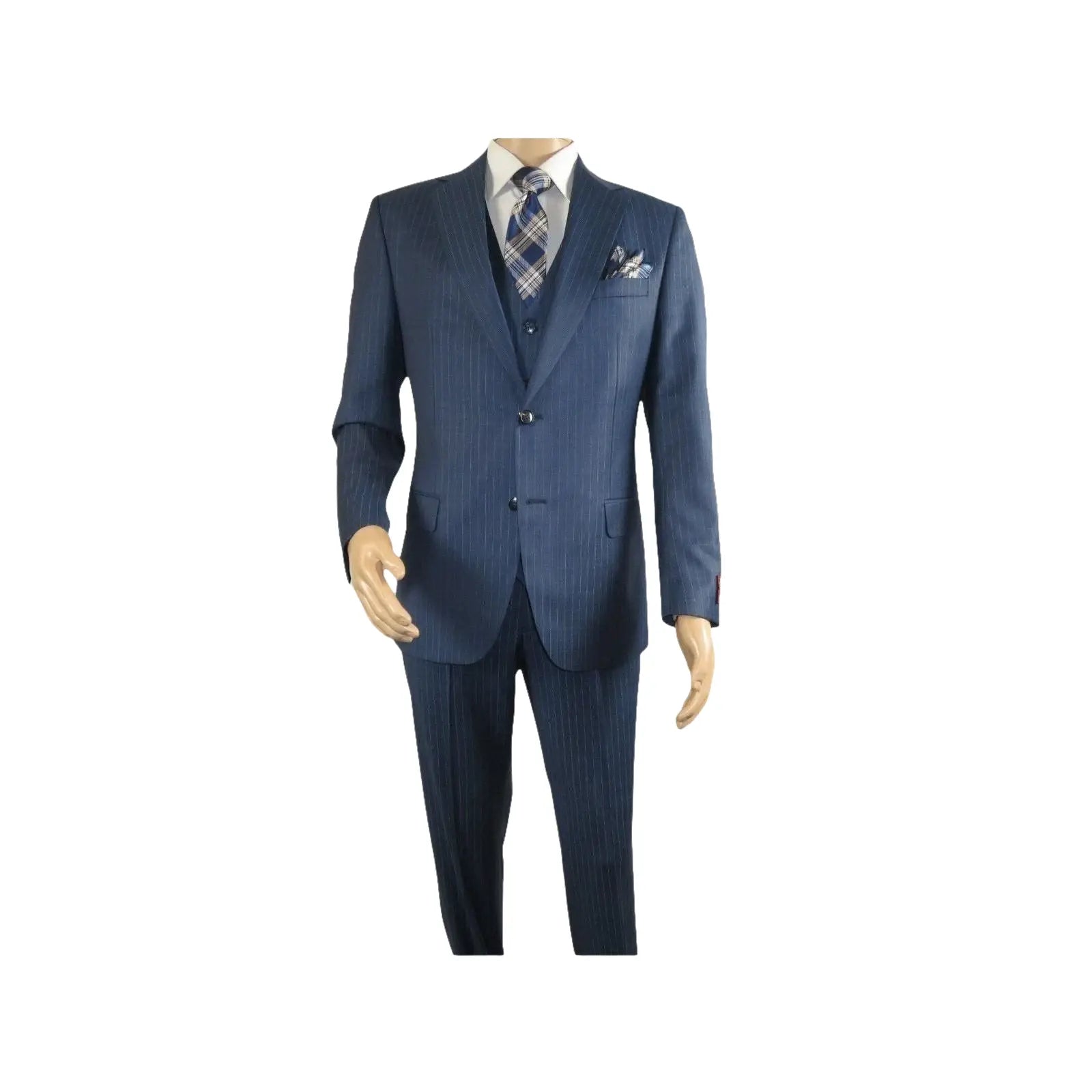 Men Suit BERLUSCONI Turkey 100% Italian Wool Super 180's Vested #Ber1 Navy Blue - J.Valintin Men's Wear Legend - 98475