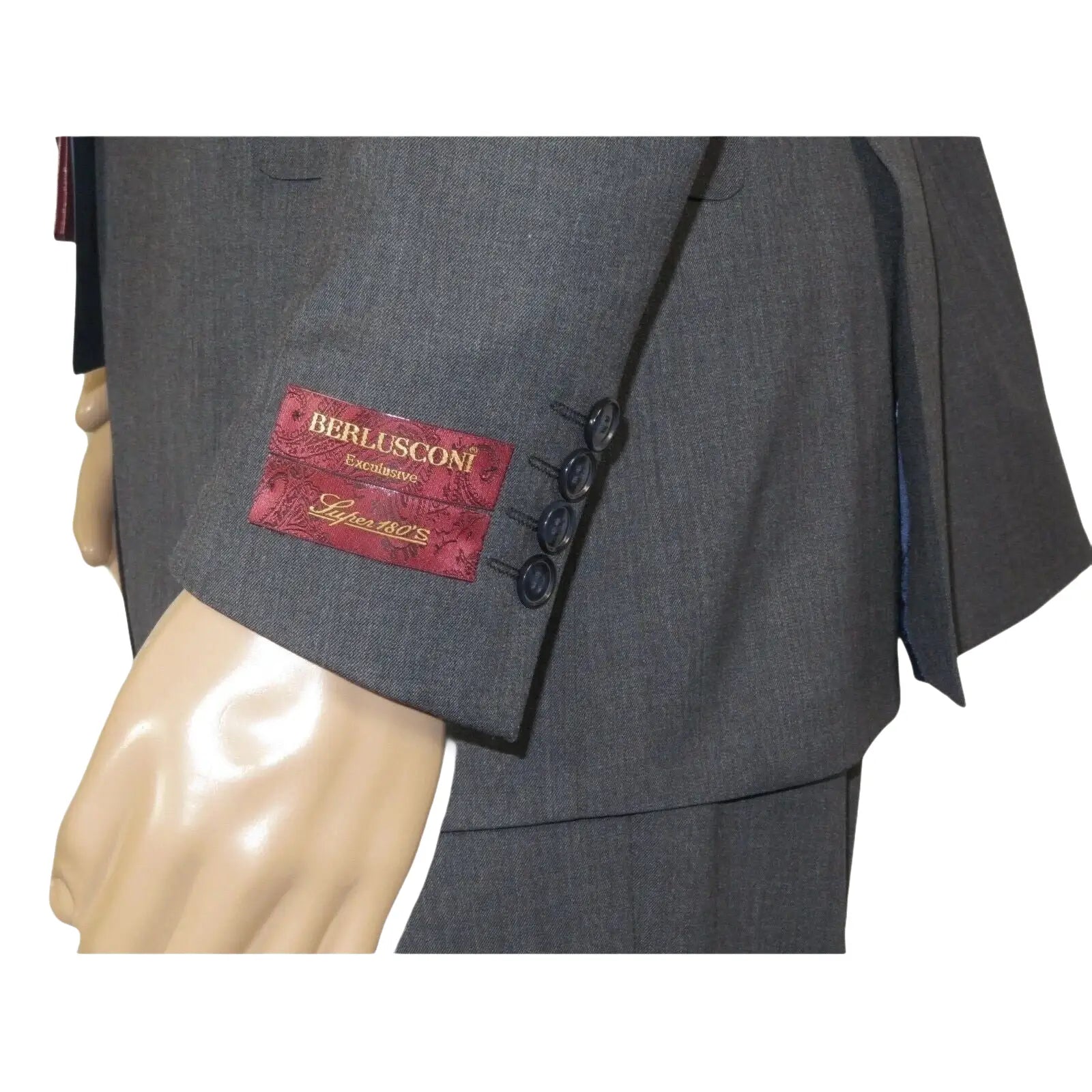 Men Suit BERLUSCONI Turkey 100% Italian Wool Super 180's Vested #Ber15 Charcoal - J.Valintin Men's Wear Legend - 98573
