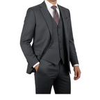 Men Suit BERLUSCONI Turkey 100% Italian Wool Super 180's Vested #Ber15 Charcoal