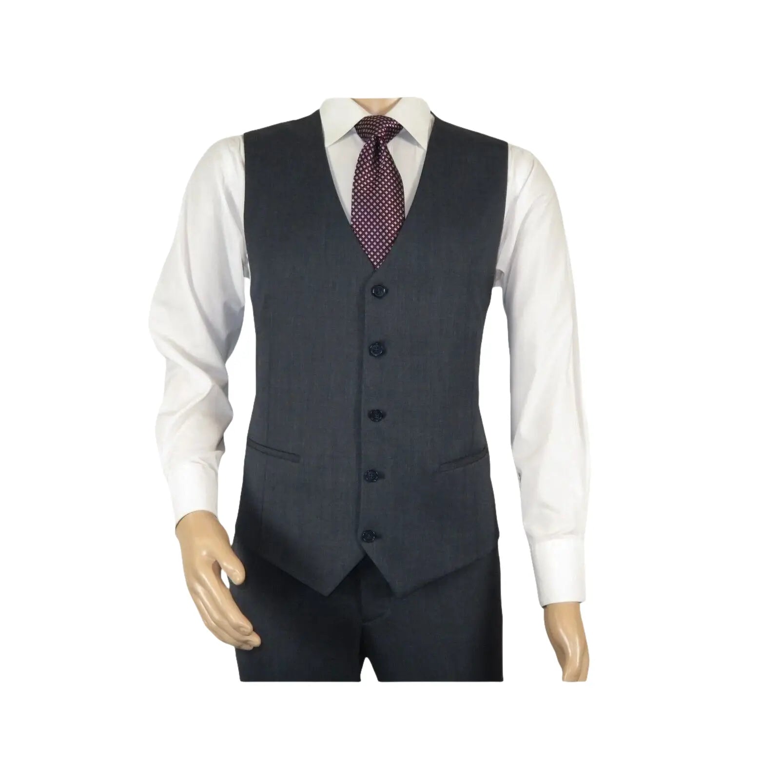 Men Suit BERLUSCONI Turkey 100% Italian Wool Super 180's Vested #Ber15 Charcoal - J.Valintin Men's Wear Legend - 98573