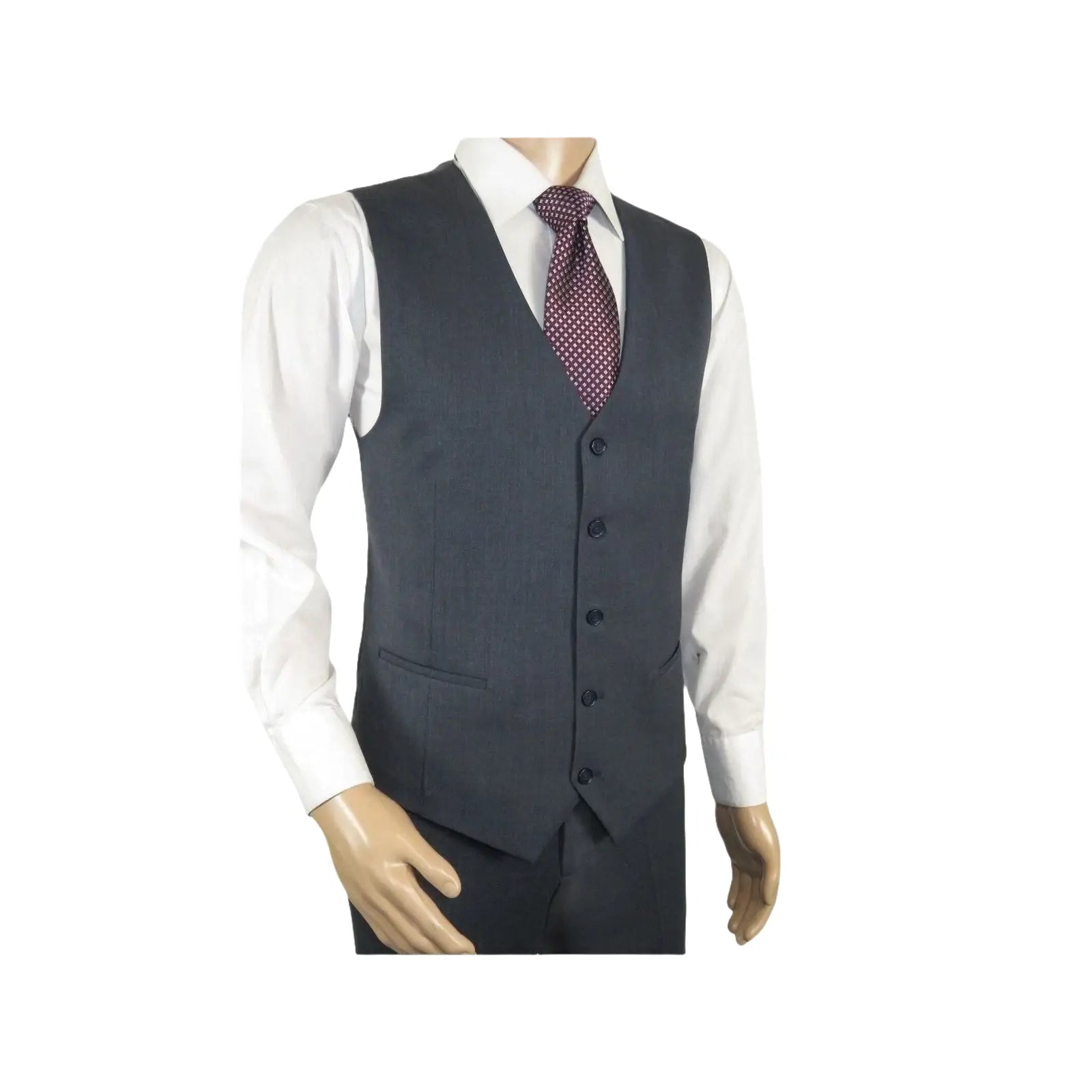 Men Suit BERLUSCONI Turkey 100% Italian Wool Super 180's Vested #Ber15 Charcoal - J.Valintin Men's Wear Legend - 98573