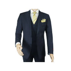 Men Suit BERLUSCONI Turkey 100% Italian Wool Super 180's Vested #Ber17 Navy Blue - J.Valintin Men's Wear Legend - 98587