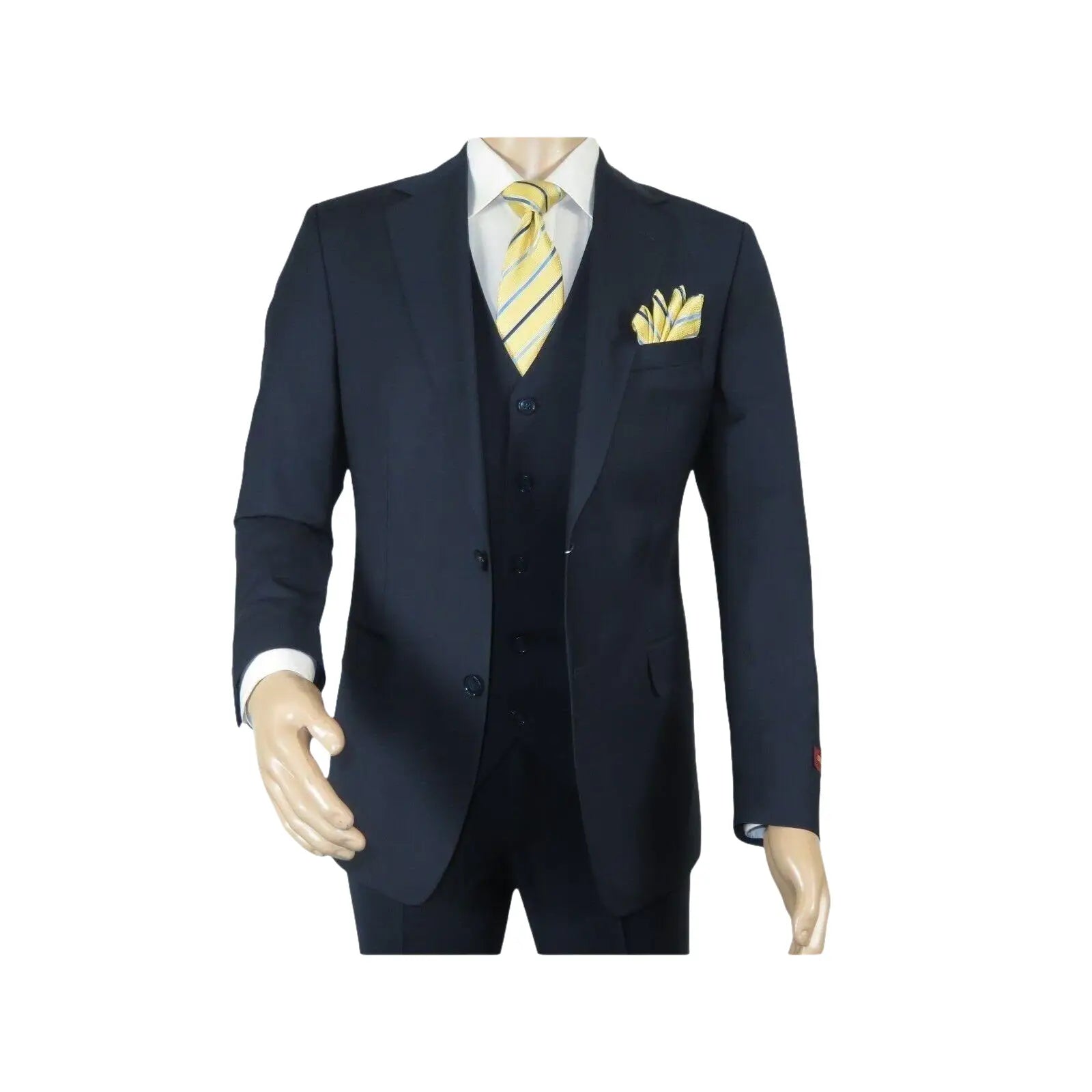Men Suit BERLUSCONI Turkey 100% Italian Wool Super 180's Vested #Ber17 Navy Blue - J.Valintin Men's Wear Legend - 98587