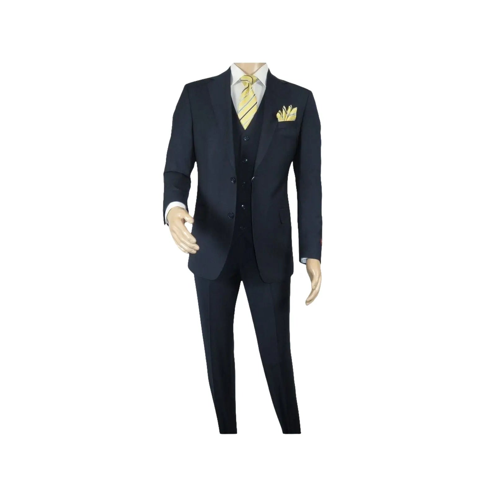 Men Suit BERLUSCONI Turkey 100% Italian Wool Super 180's Vested #Ber17 Navy Blue - J.Valintin Men's Wear Legend - 98587