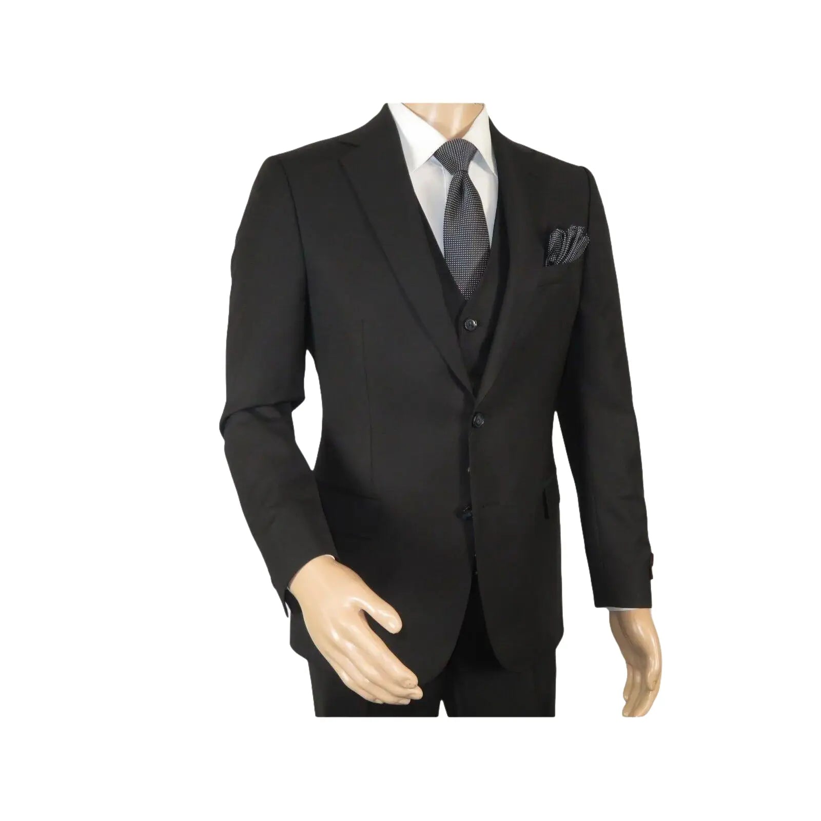 Men Suit BERLUSCONI Turkey 100% Italian Wool Super 180's Vested #Ber19 Black - J.Valintin Men's Wear Legend - 98601