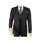 Men Suit BERLUSCONI Turkey 100% Italian Wool Super 180's Vested #Ber19 Black - J.Valintin Men's Wear Legend - 98601