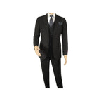 Men Suit BERLUSCONI Turkey 100% Italian Wool Super 180's Vested #Ber19 Black - J.Valintin Men's Wear Legend - 98601