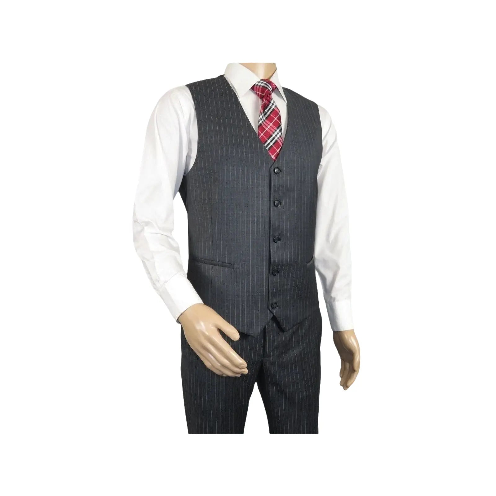 Men Suit BERLUSCONI Turkey 100% Italian Wool Super 180's Vested #Ber2 Charcoal - J.Valintin Men's Wear Legend - 98482
