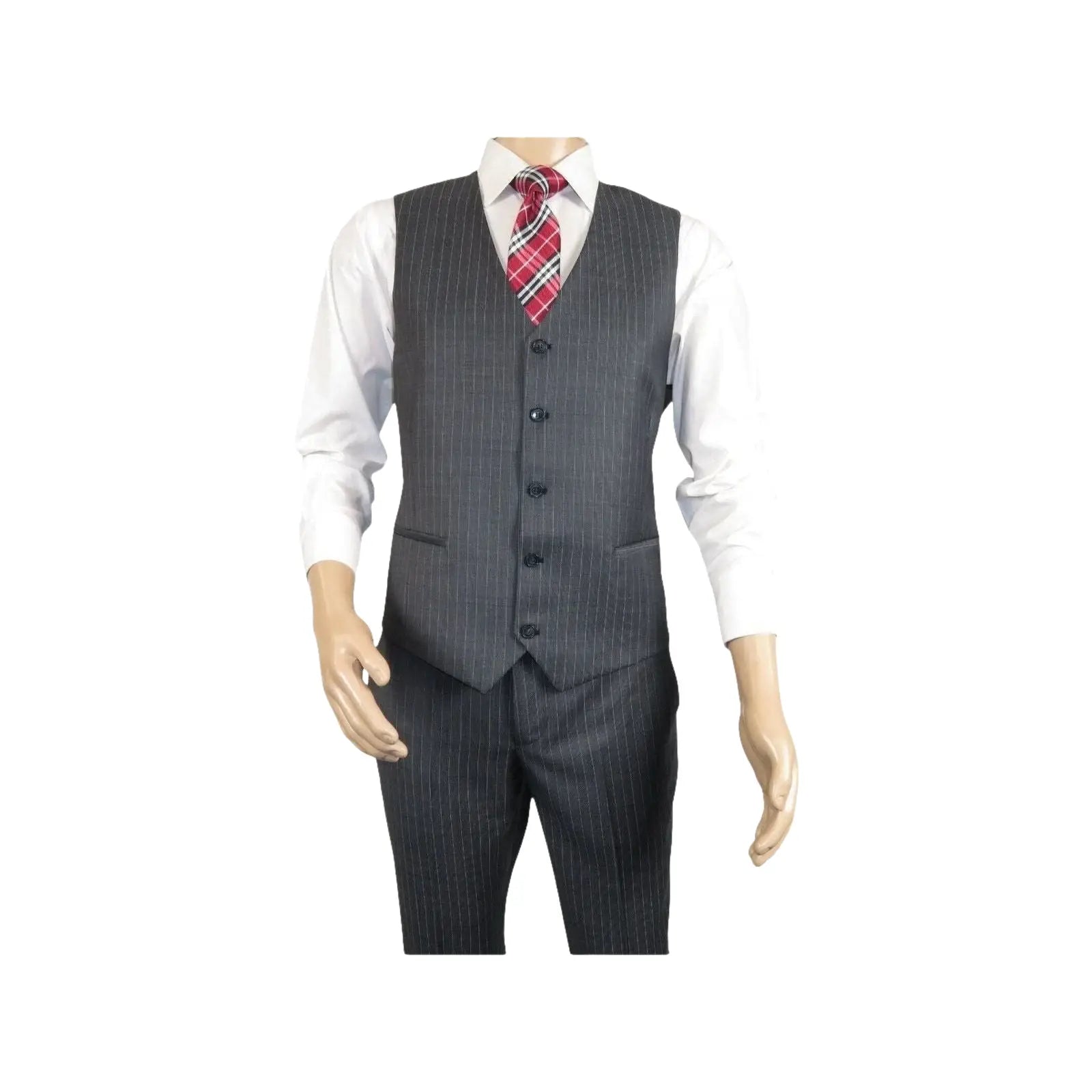 Men Suit BERLUSCONI Turkey 100% Italian Wool Super 180's Vested #Ber2 Charcoal - J.Valintin Men's Wear Legend - 98482