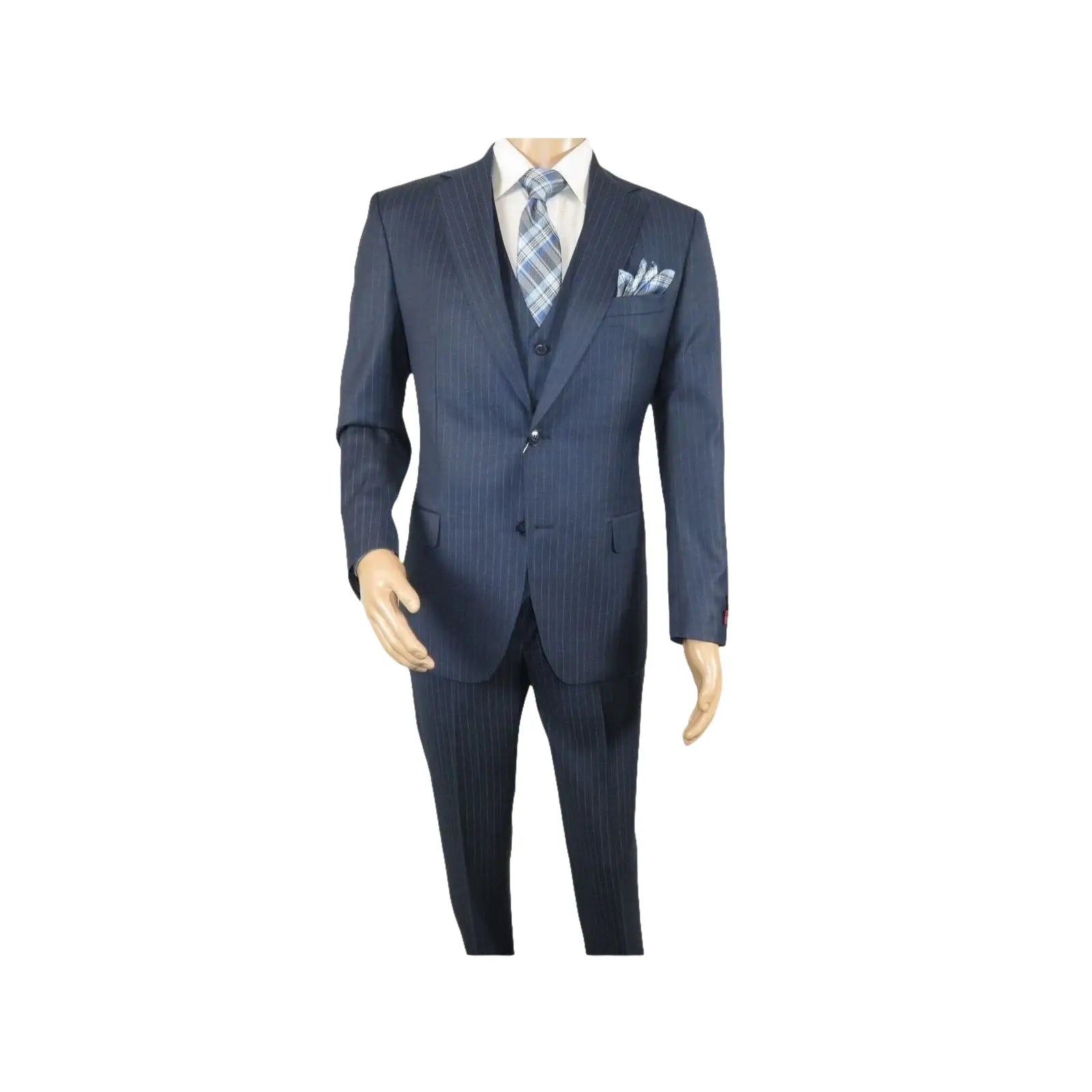 Men Suit BERLUSCONI Turkey 100% Italian Wool Super 180's Vested #Ber3 Ink Blue - J.Valintin Men's Wear Legend - 98489