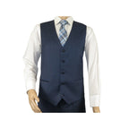 Men Suit BERLUSCONI Turkey 100% Italian Wool Super 180's Vested #Ber3 Ink Blue - J.Valintin Men's Wear Legend - 98489