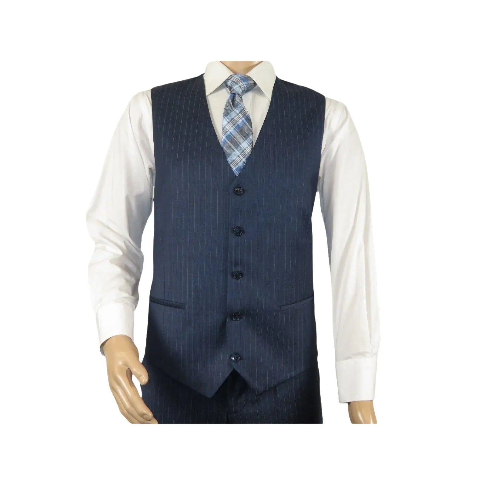 Men Suit BERLUSCONI Turkey 100% Italian Wool Super 180's Vested #Ber3 Ink Blue - J.Valintin Men's Wear Legend - 98489