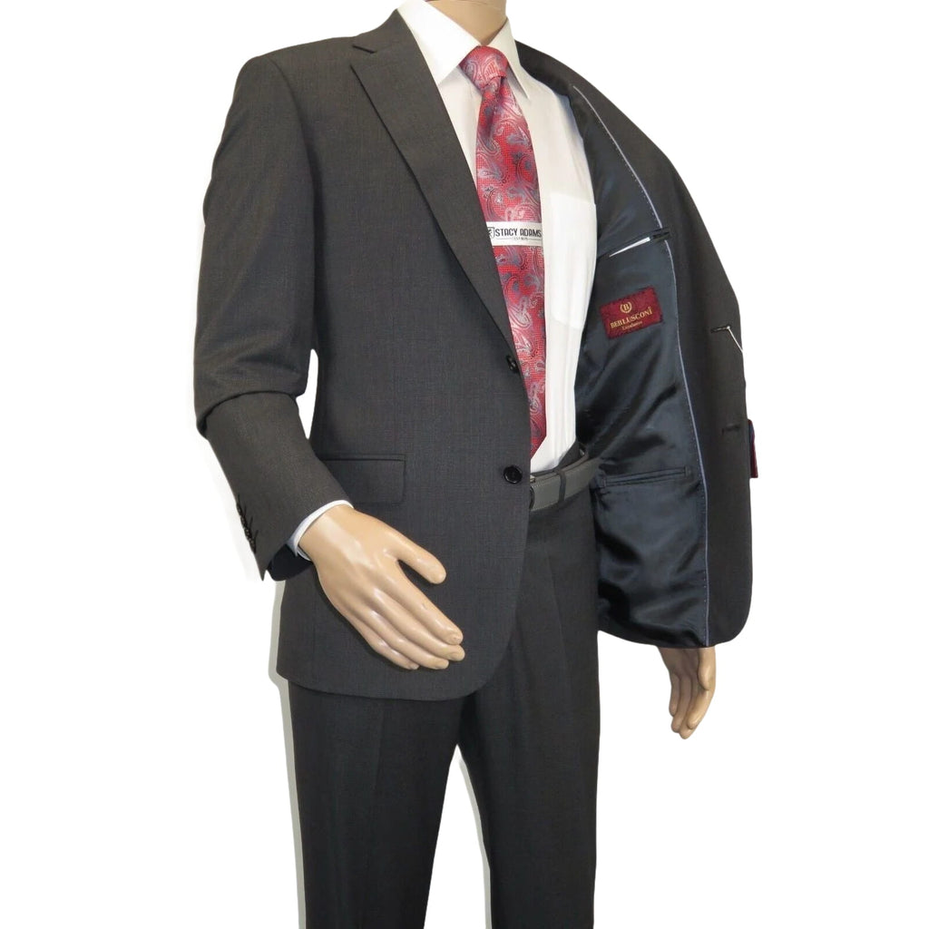 Men Suit BERLUSCONI Turkey 100% Soft Italian Wool Super 180's #Ber26 Gray Plaid - J.Valintin Men's Wear Legend - 100942