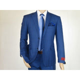 Men Suit By Renoir Window pane English Plaid Slim Fit Side Vents Fit 291 - 20 Blue - J.Valintin Men's Wear Legend - 93914