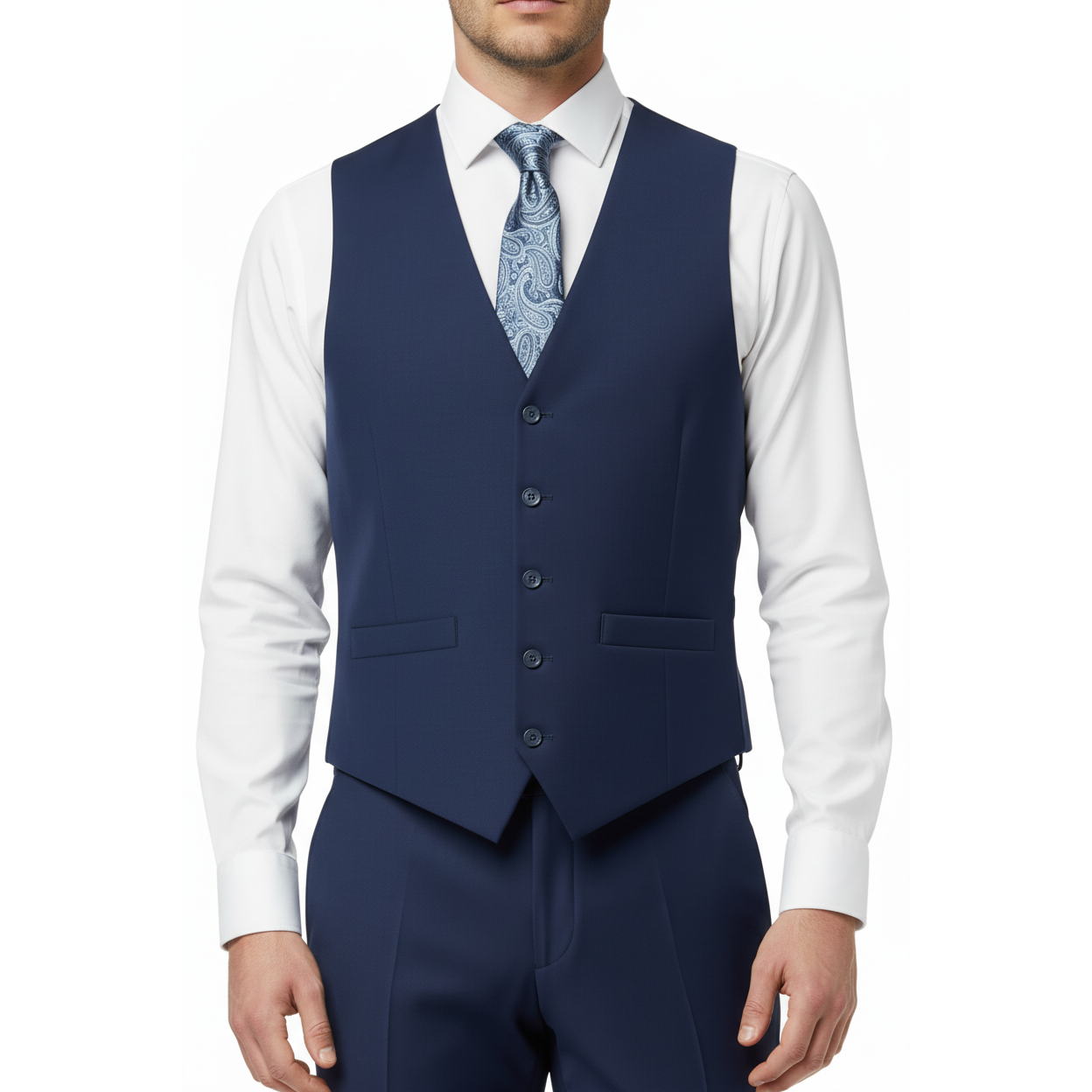 Men Renoir Suit Vest V-neck Adjustable Size 5Button 201-20 Royal