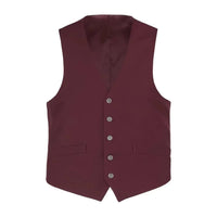 Men Suit Separate Vest V - neck Adjustable Size 5Button 201 - 8 Burgundy - J.Valintin Men's Wear Legend - 201 - 8 - Burg Vest - 36