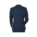 Men TALLIA Suit Wool Blend English Glen Plaid Classic 2Button VDVA2SVX0026 Blue - J.Valintin Men's Wear Legend - 16170