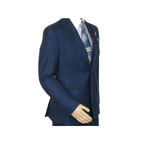 Men TALLIA Suit Wool Blend English Glen Plaid Classic 2Button VDVA2SVX0026 Blue - J.Valintin Men's Wear Legend - 16170