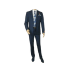 Men TALLIA Suit Wool Blend English Glen Plaid Classic 2Button VDVA2SVX0026 Blue - J.Valintin Men's Wear Legend - 16170