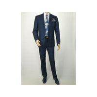 Men TALLIA Suit Wool Blend English Glen Plaid Classic 2Button VDVA2SVX0026 Blue - J.Valintin Men's Wear Legend - 16170