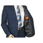 Men TALLIA Suit Wool Blend English Glen Plaid Classic 2Button VDVA2SVX0026 Blue - J.Valintin Men's Wear Legend - 16170