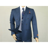 Men TALLIA Suit Wool Blend Sharkskin Texture Double Breasted Vsse2sqx0092 blue - J.Valintin Men's Wear Legend - 16126