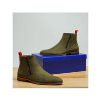 Men TAYNO Chelsea Chukka Micro Suede Soft Comfortable Boot Coupe Olive - J.Valintin Men's Wear Legend - 99555