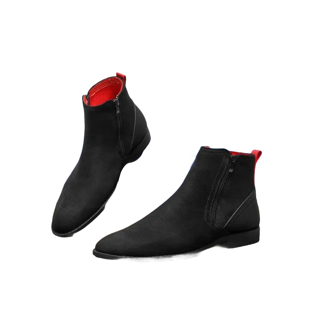 Men TAYNO Chelsea Chukka Micro Suede Soft Comfortable Zip up Boot Coupe Black - J.Valintin Men's Wear Legend - 99561
