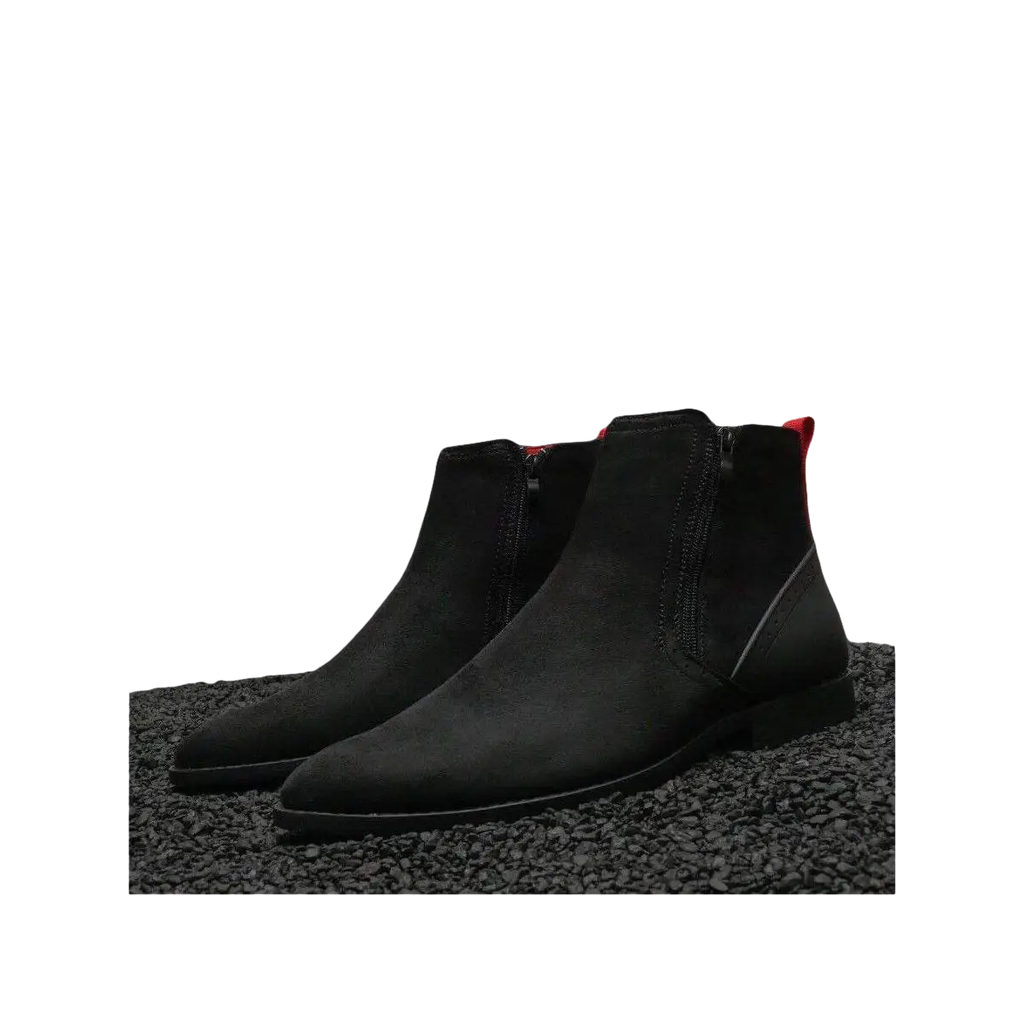Men TAYNO Chelsea Chukka Micro Suede Soft Comfortable Zip up Boot Coupe Black - J.Valintin Men's Wear Legend - 99561