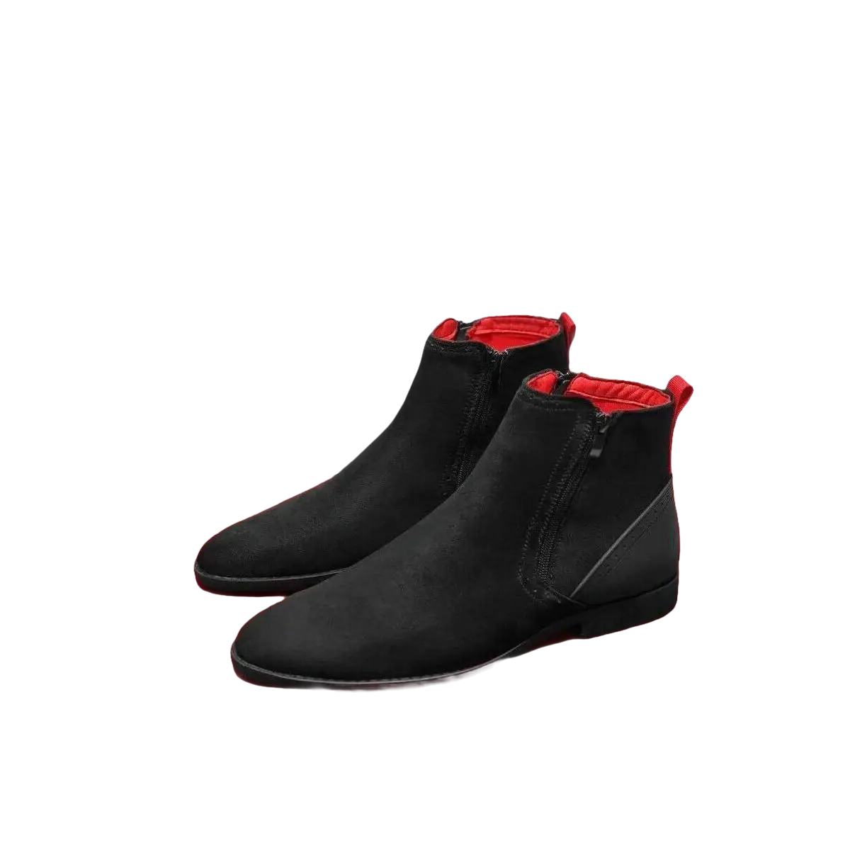 Men TAYNO Chelsea Chukka Micro Suede Soft Comfortable Zip up Boot Coupe Black - J.Valintin Men's Wear Legend - 99561