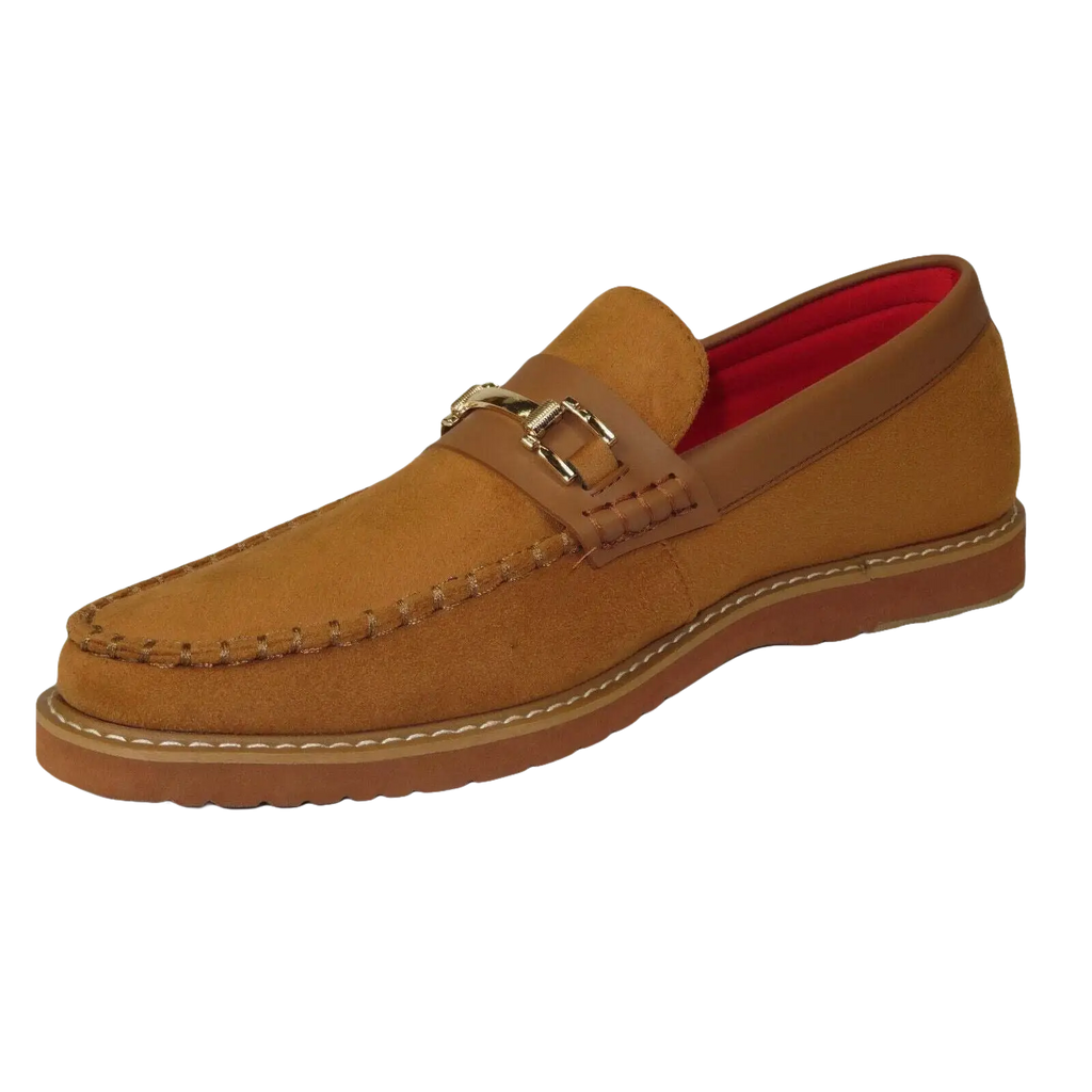 Men Tayno Dressy Casual Penny Loafer Soft Micro Suede Comfortable Drive Camel - J.Valintin Men's Wear Legend - 99604