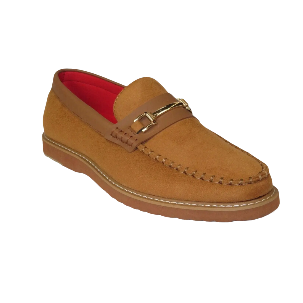 Men Tayno Dressy Casual Penny Loafer Soft Micro Suede Comfortable Drive Camel - J.Valintin Men's Wear Legend - 99604