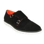 Men Tayno Dressy Casual Soft Suede Comfortable Double Buckle #Freshman Black - J.Valintin Men's Wear Legend - 100885